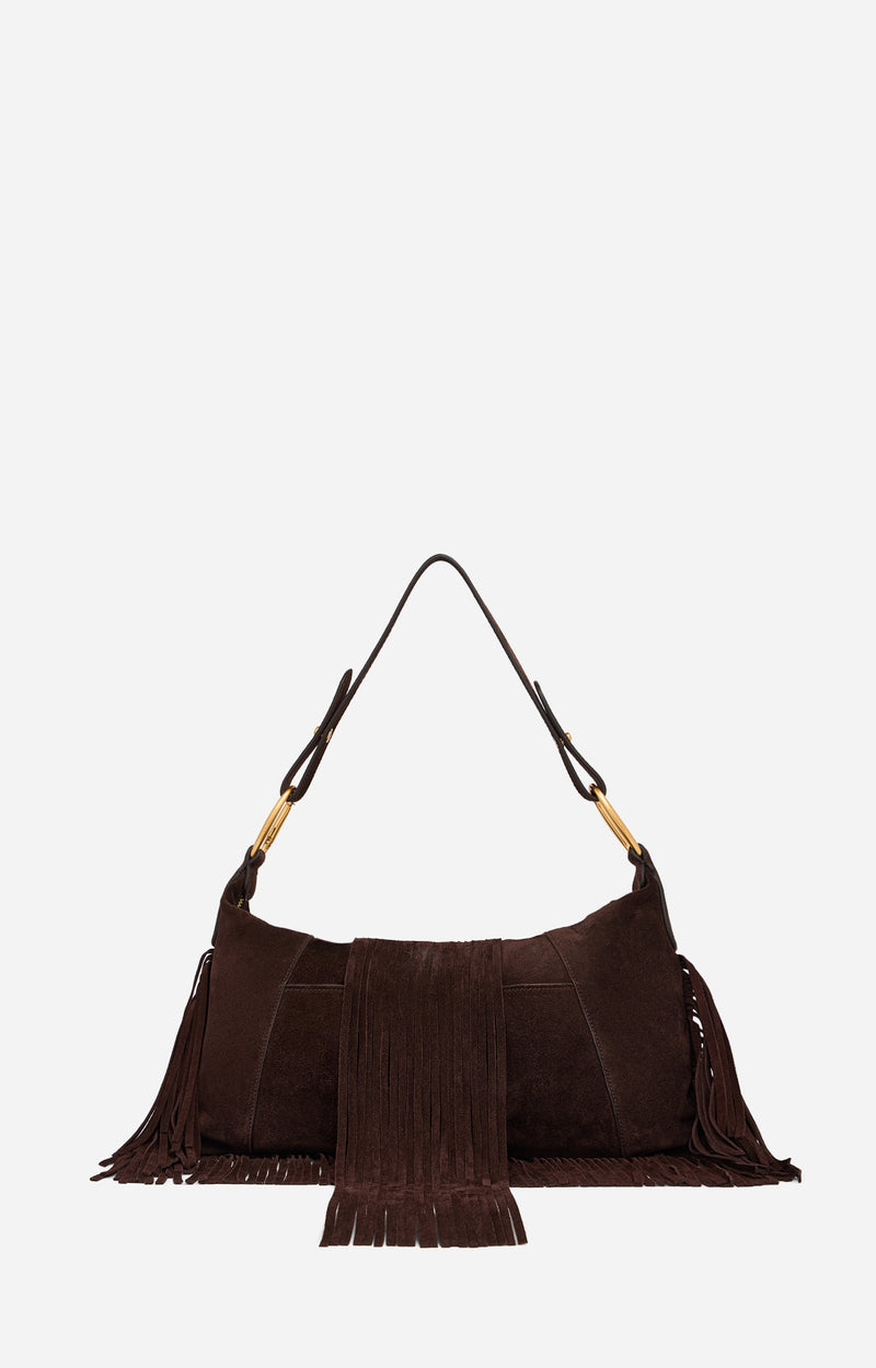 Sac Mathilde à franges - Chocolat