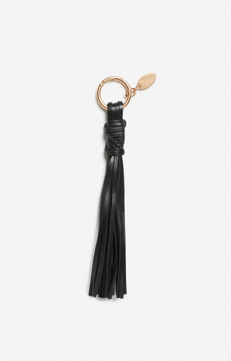 Charm Pompom en cuir noir