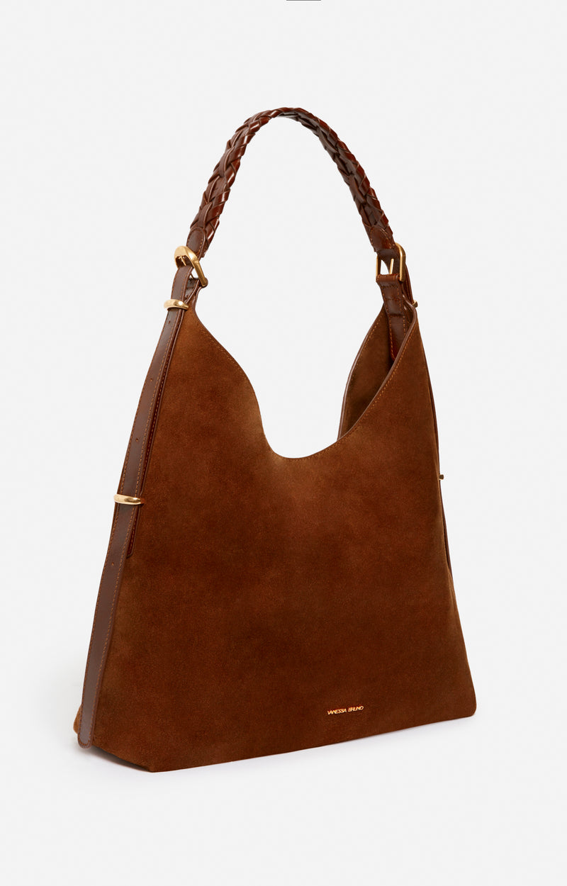 Sac Jess Hobo en cuir velours cognac