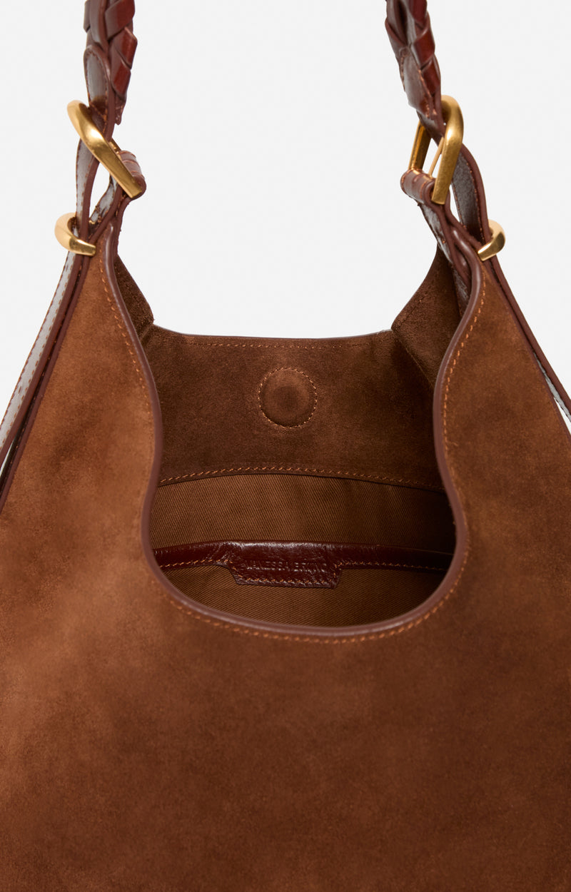 Sac Jess Hobo en cuir velours cognac