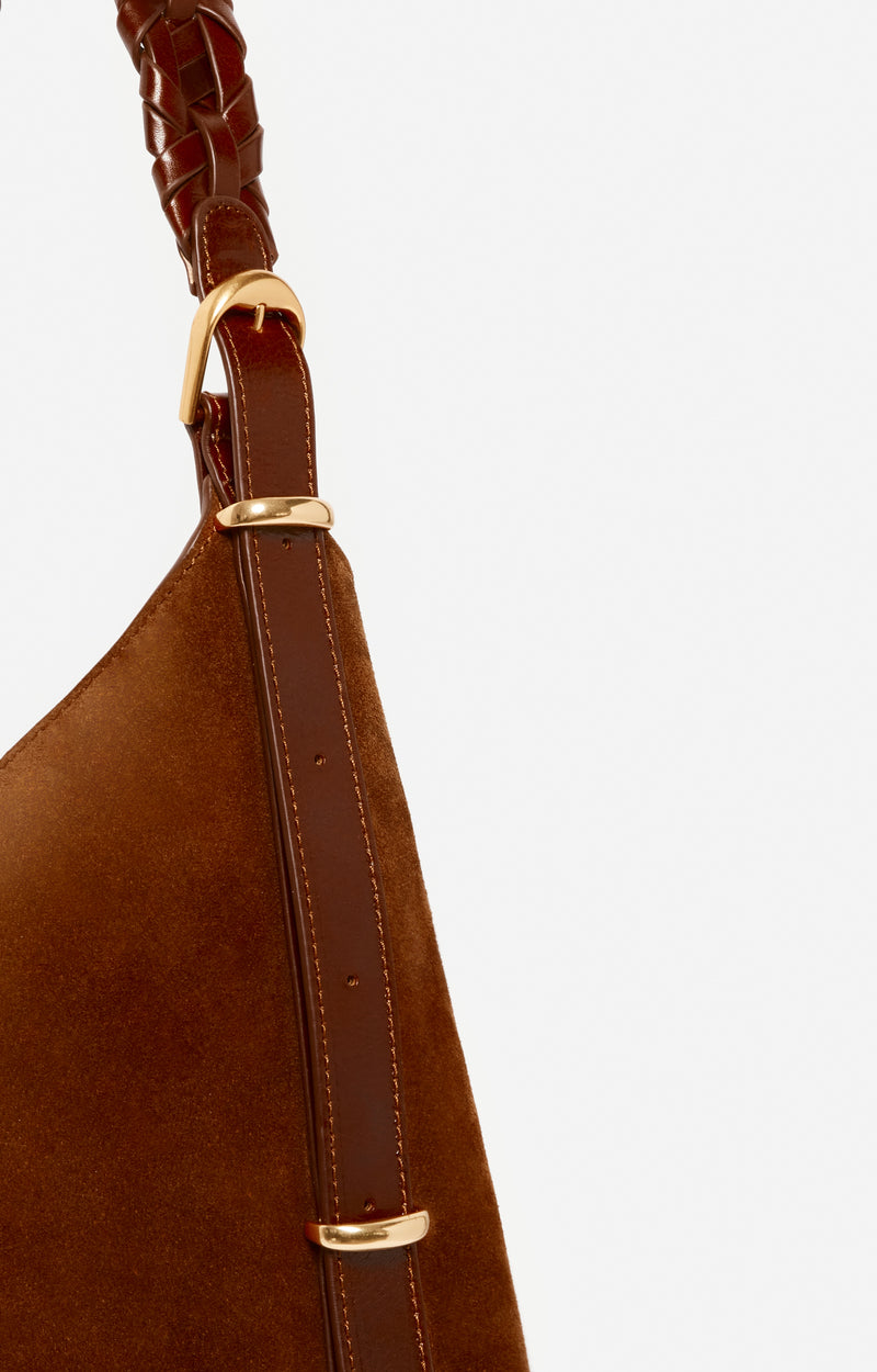 Sac Jess Hobo en cuir velours cognac
