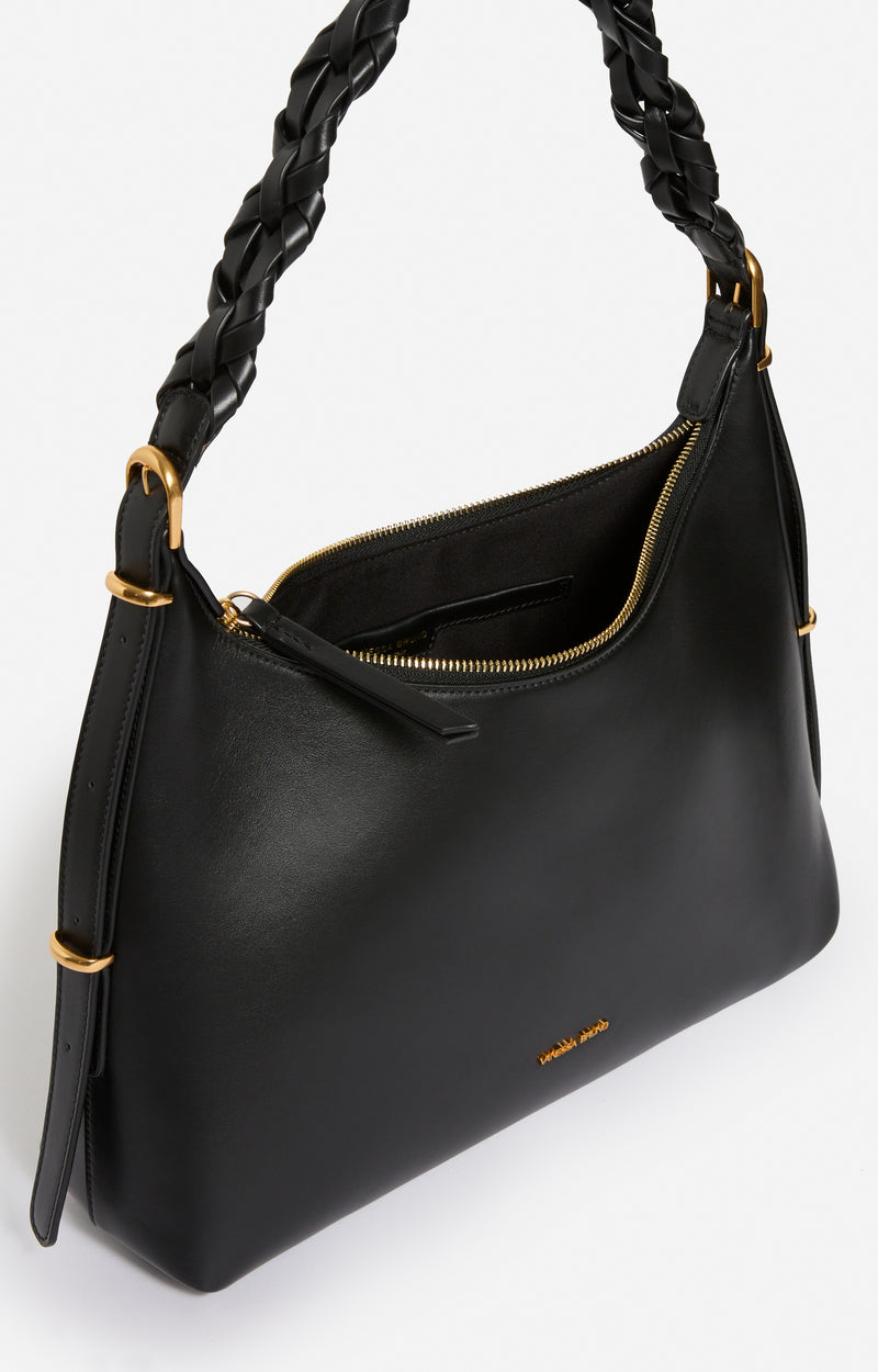 Sac en cuir lisse noir Jess
