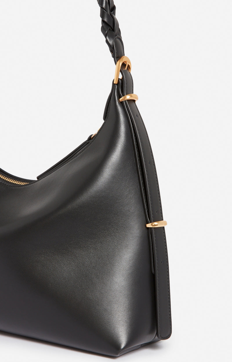 Sac en cuir lisse noir Jess