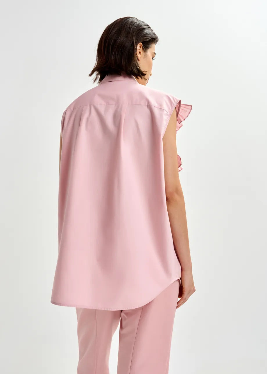 Chemise sans manches à volants et ornements Jeandarlene