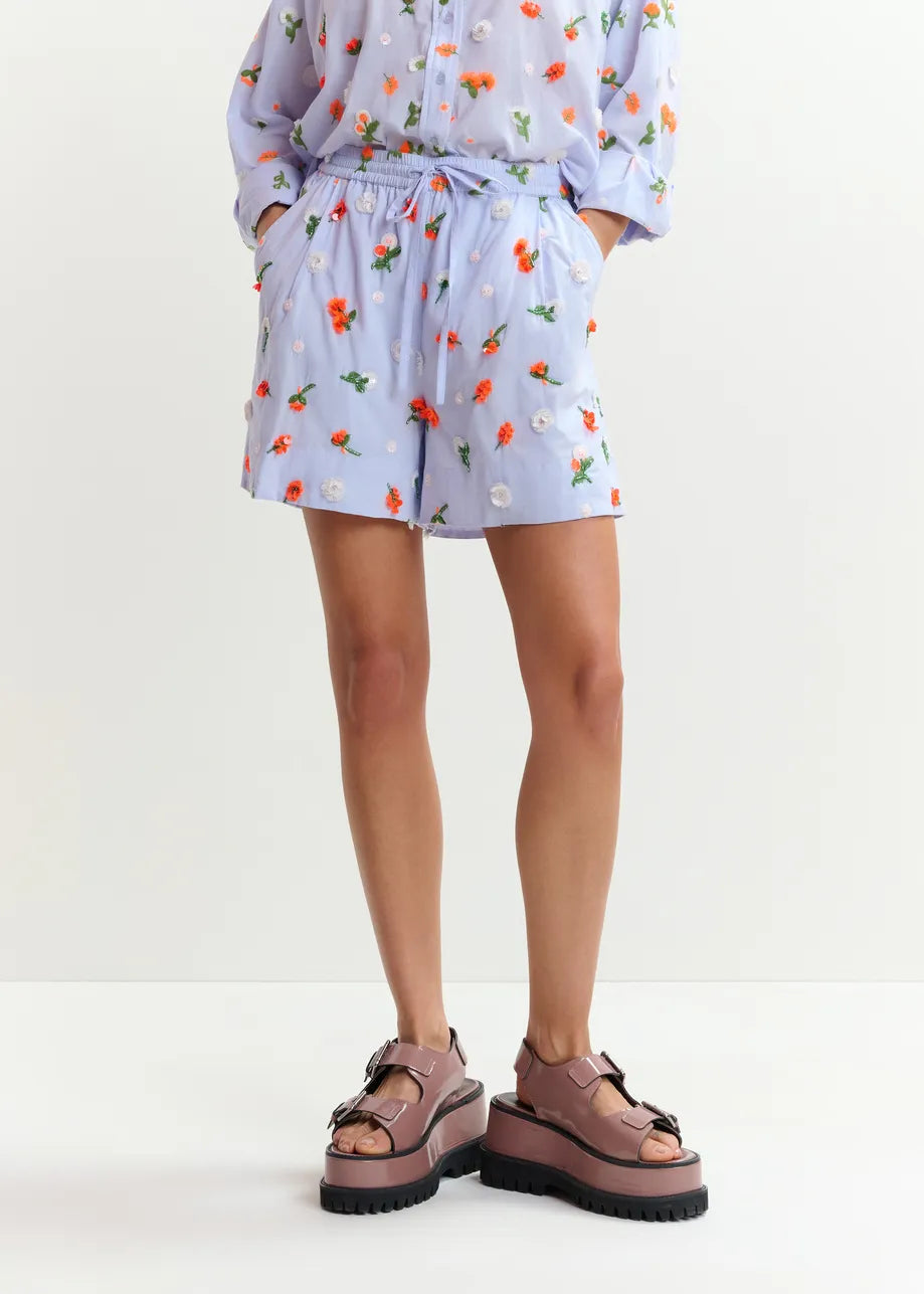 Short bleu à ornements Jelena