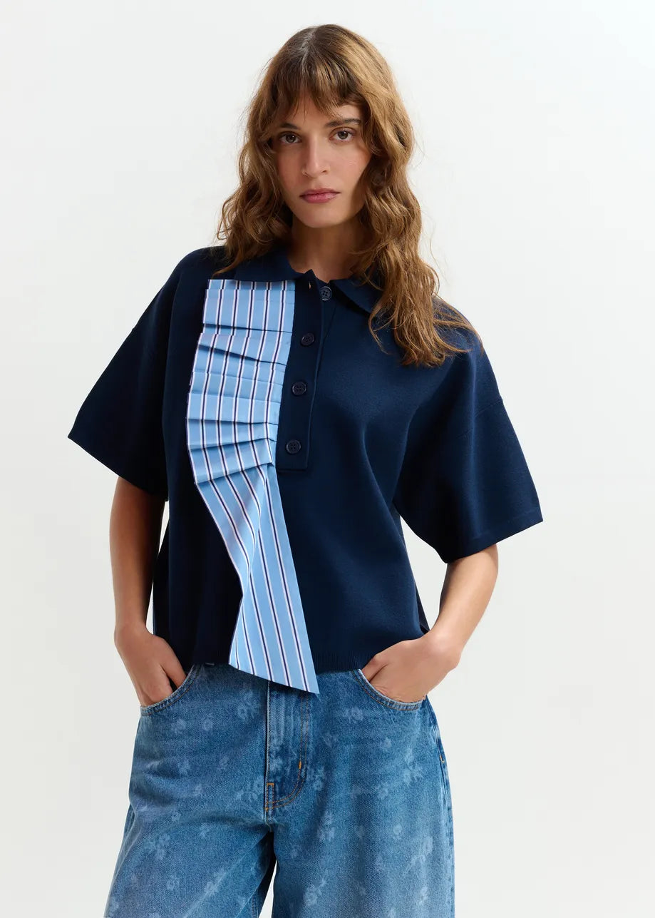 Polo en maille fine à volants Jumble