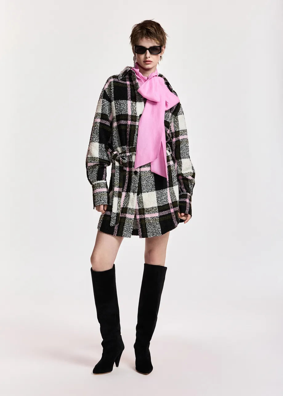 Mini-robe chemise à carreaux Katou