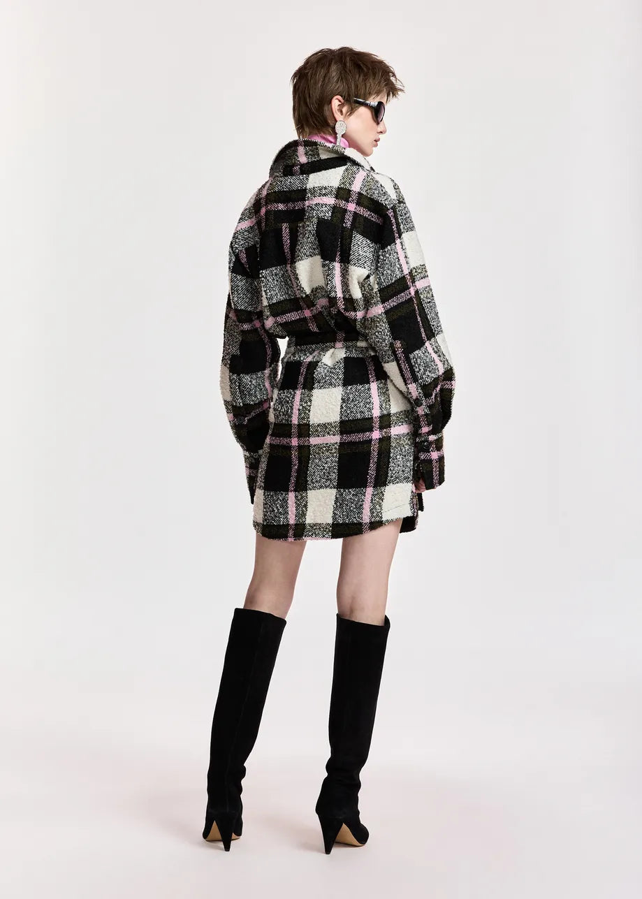 Mini-robe chemise à carreaux Katou