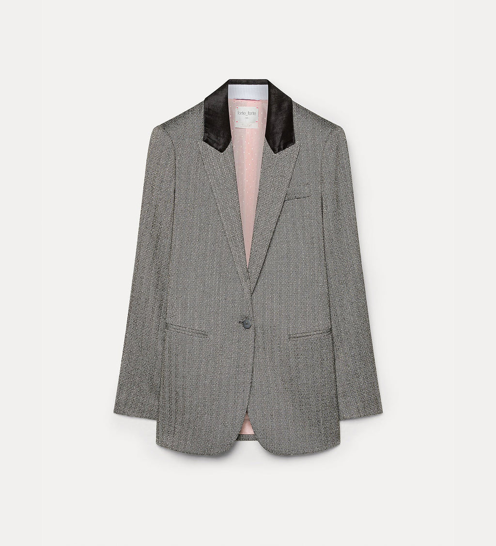 Blazer à col velours en jaspé