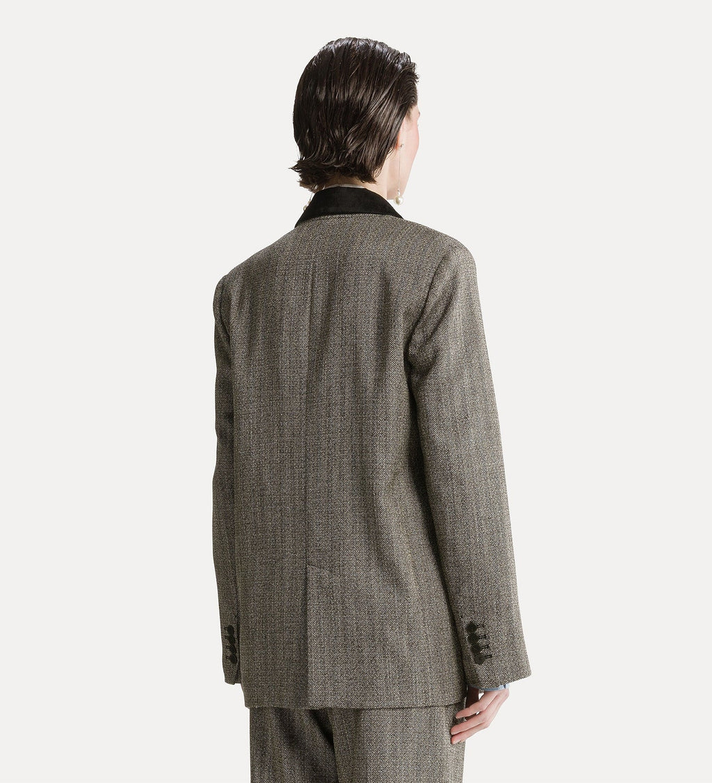 Blazer à col velours en jaspé