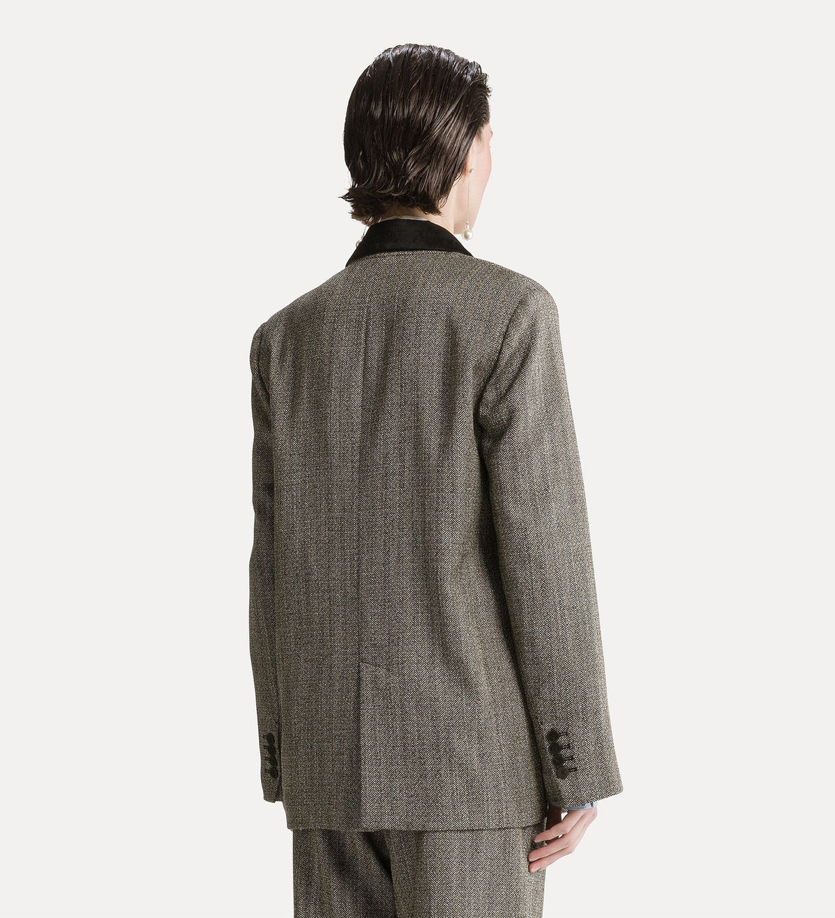Blazer à col velours en jaspé