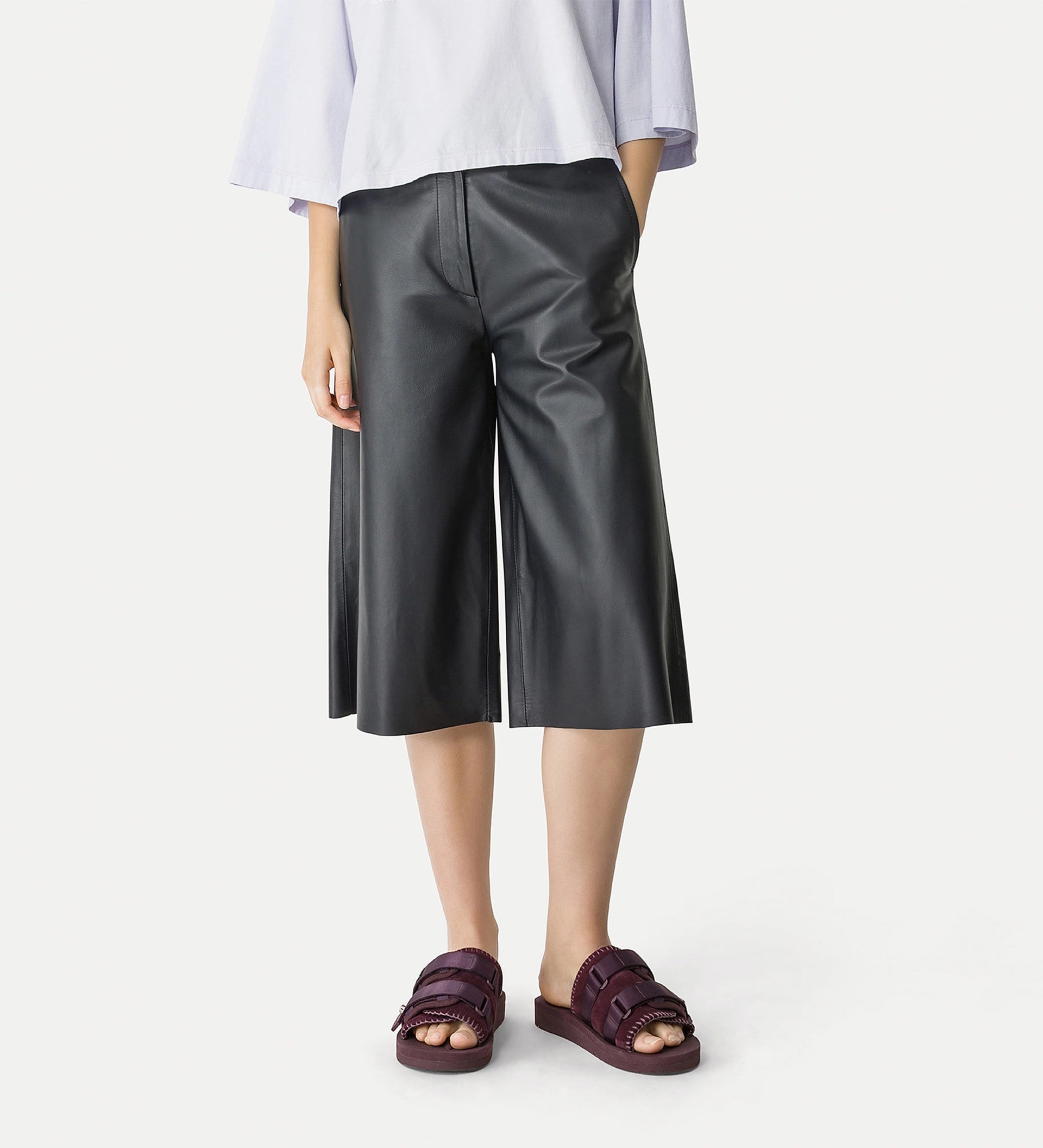 Bermuda en cuir nappa