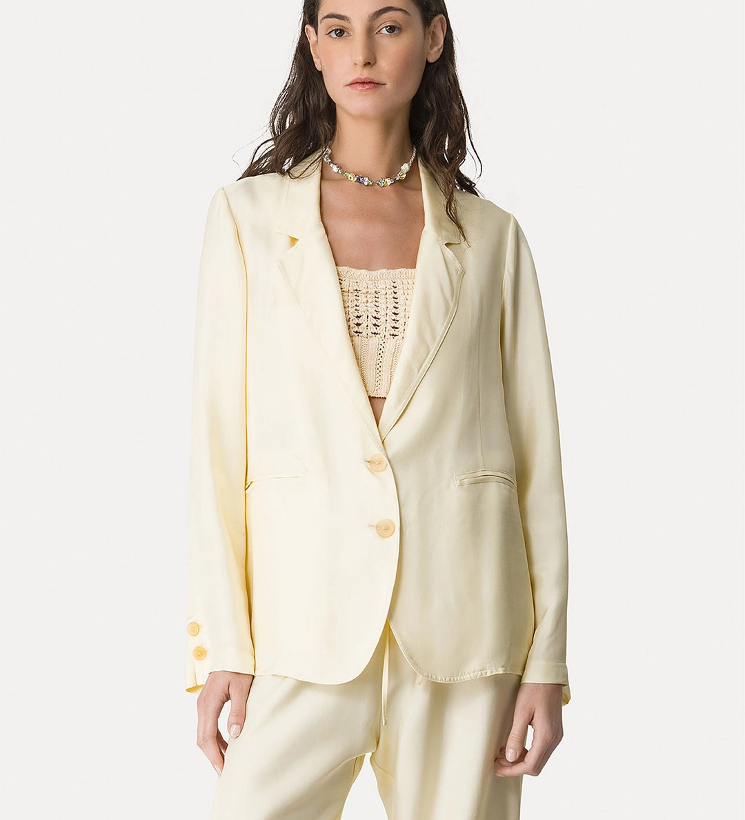 Veste en sergé jaune beurre