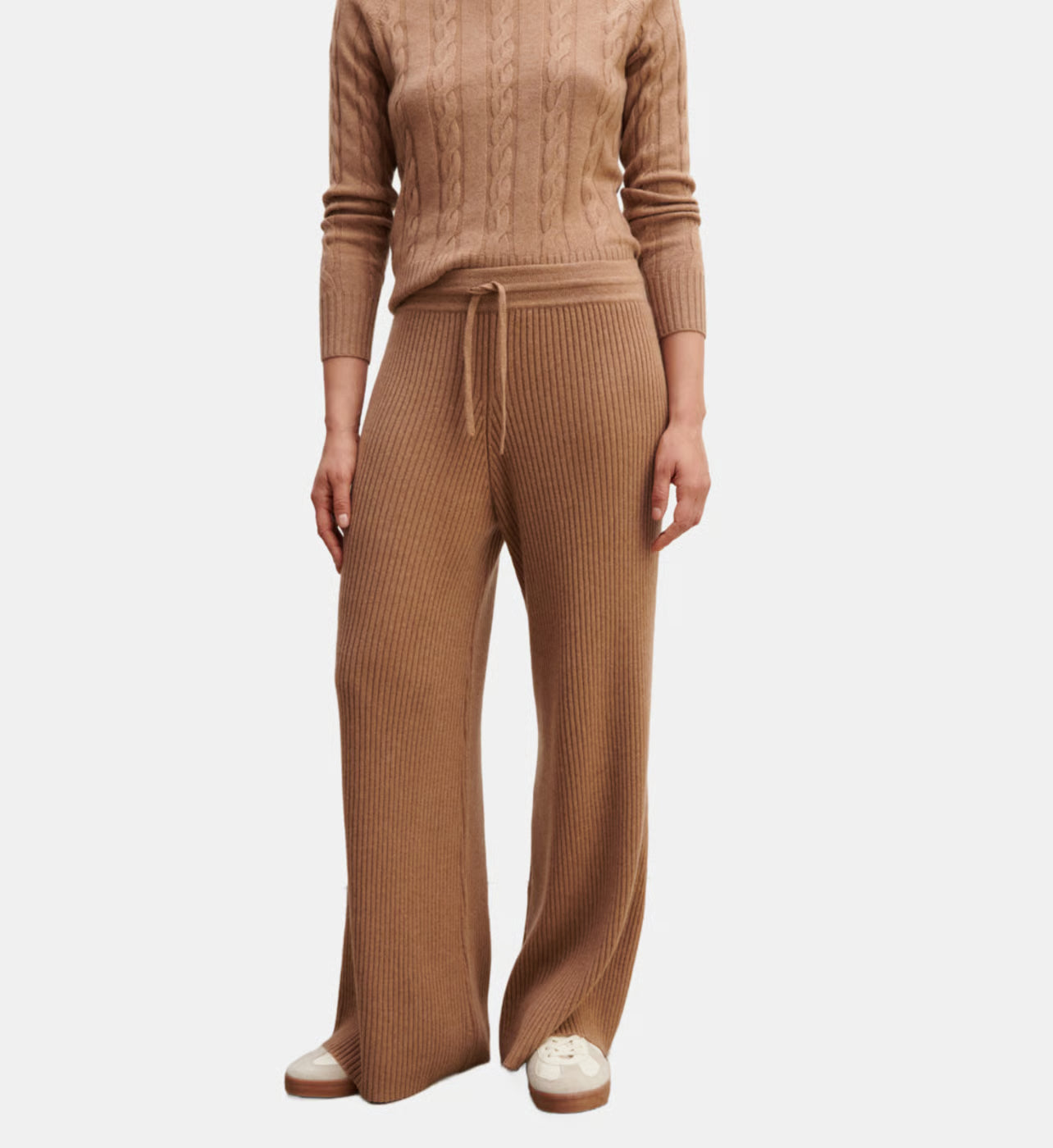 Pantalon ample en cachemire côtelé