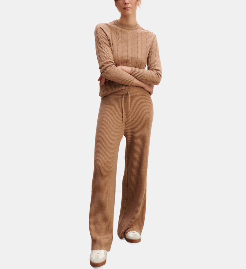 Pantalon ample en cachemire côtelé