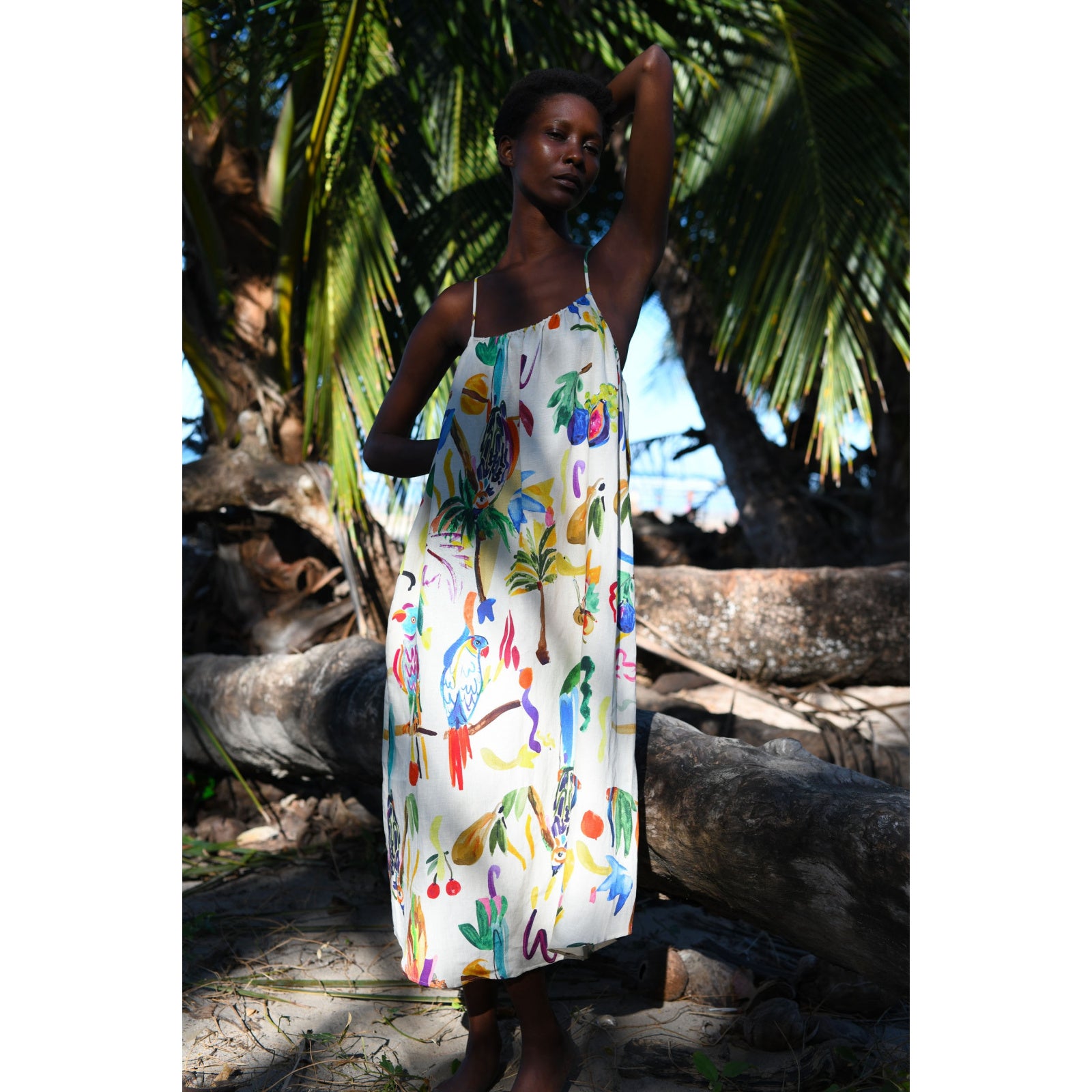 Robe en lin Poppy Perruches