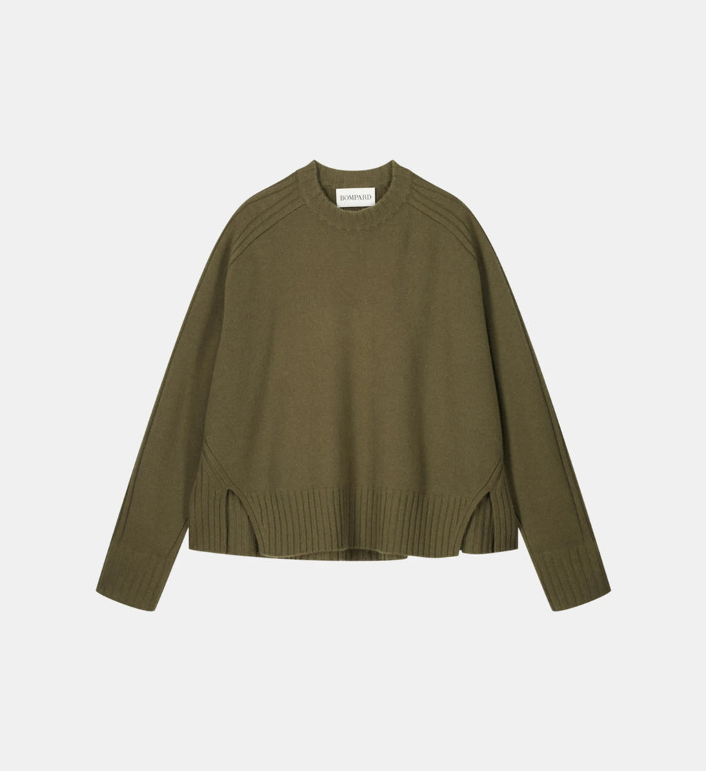 Pull col rond en cachemire côtelé