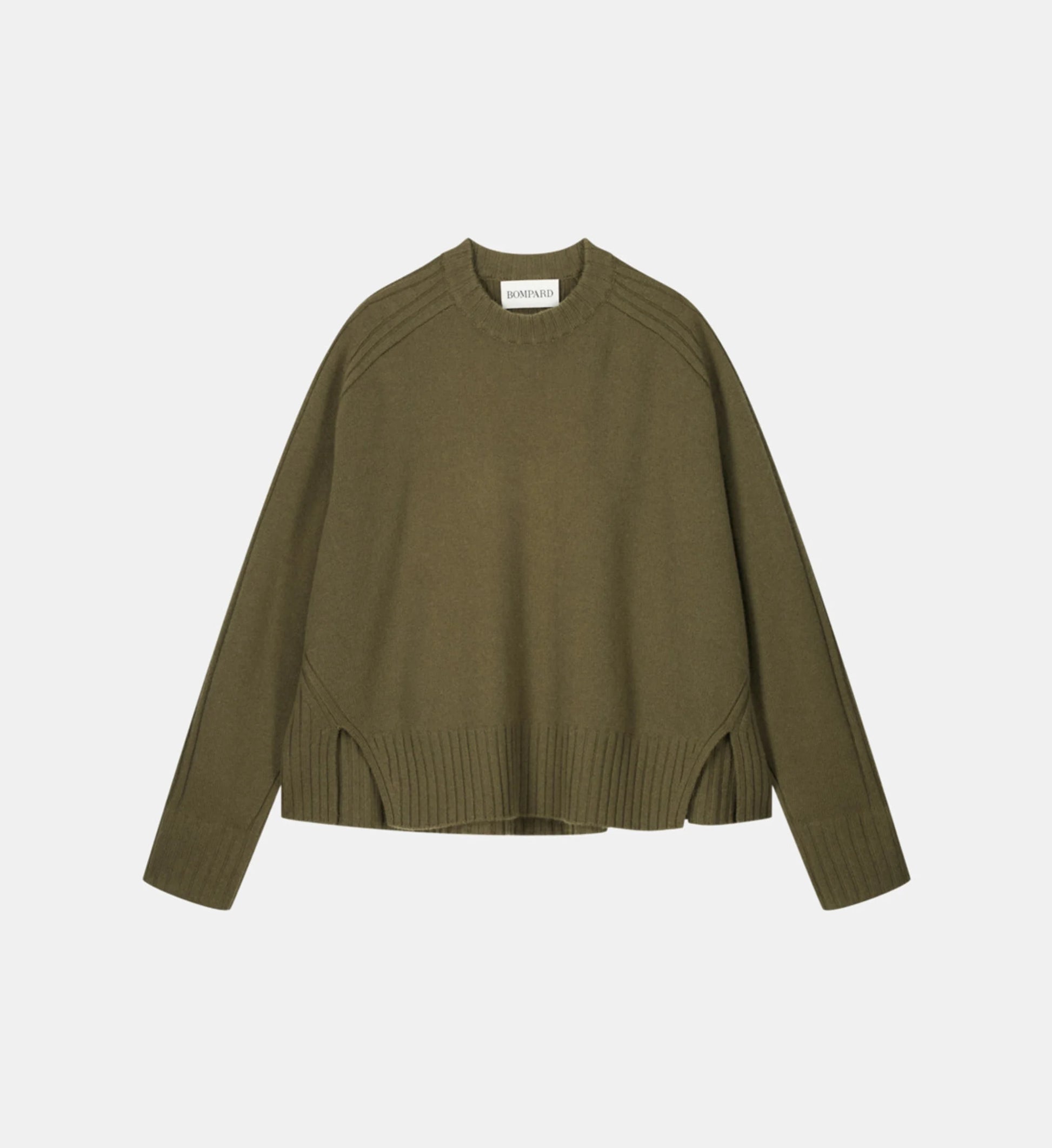 Pull col rond en cachemire côtelé